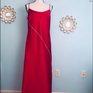 Ever Beauty Long Red Rhinestone Evening Gown
